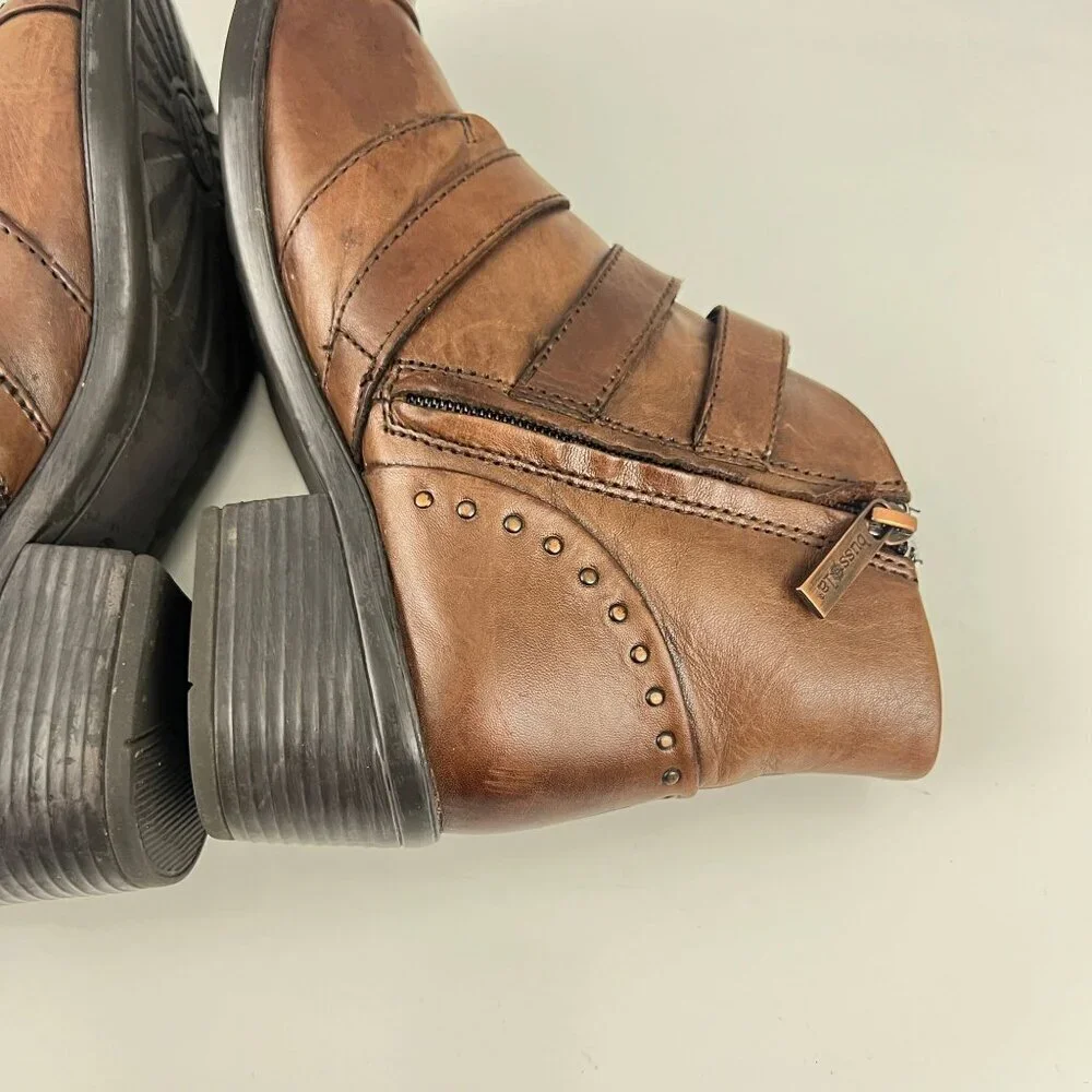 Bussola Ankle Boots 3 Strap‎ Booties Antique Brown Size 39 8/8.5 M